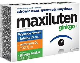 Парфумерія, косметика Харчова добавка в таблетках - Aflofarm Maxiluten Ginkgo+