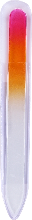 Стеклянная пилочка для ногтей, розово-оранжевая - Tools For Beauty Glass Nail File With Rainbowr Print  — фото N2