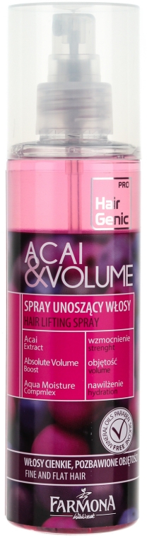 Спрей для волос "Асаи и Объем" - Farmona Hair Genic Acai And Volume Hair Lifting Spray