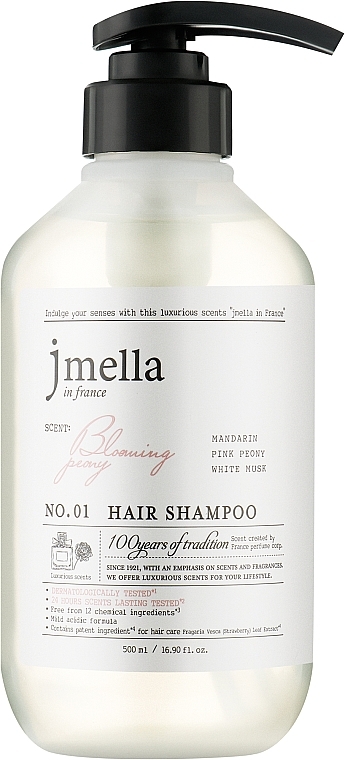 Парфюмированный шампунь для волос - Jmella In France Blooming Peony №01 Hair Shampoo — фото N1