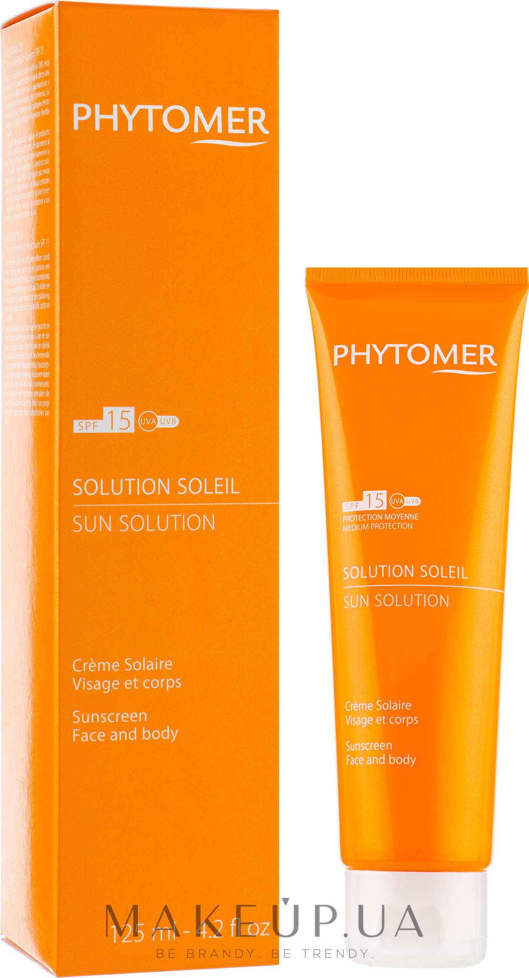 Защитный крем от солнца - Phytomer Moisturising Sun Cream Sunscreen Face and Body SPF15 — фото 125ml