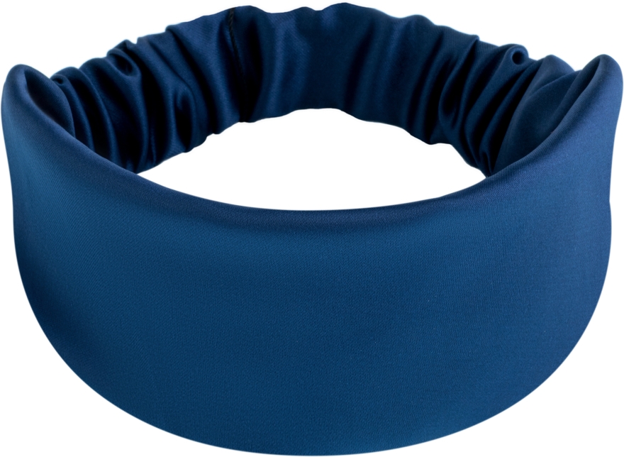 Повязка на голову, сатин прямая, темно-синяя "Satin Classic" - MAKEUP Hair Accessories — фото N1