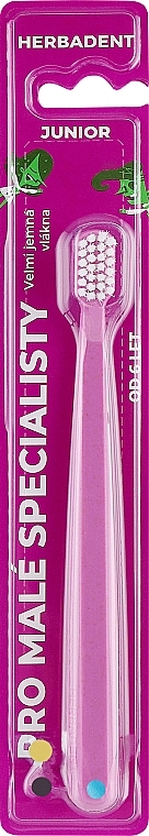 Детская зубная щетка, супер мягкая, от 6 лет, розовая - Herbadent Junior Toothbrush — фото N1