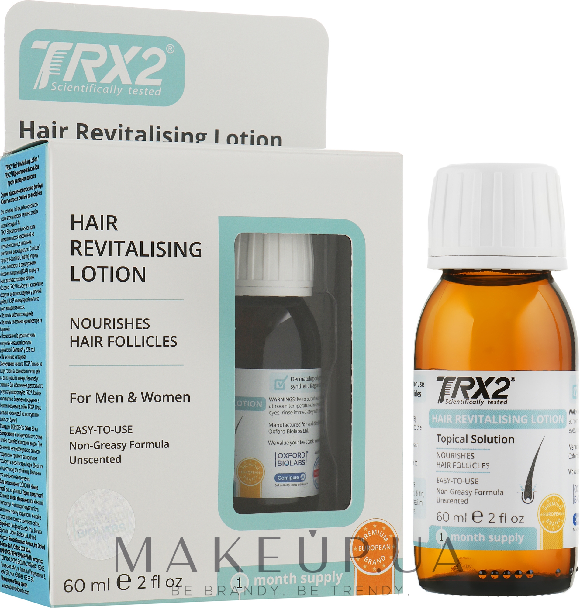 Восстанавливающий лосьон против выпадения волос - Oxford Biolabs TRX2 — фото 60ml