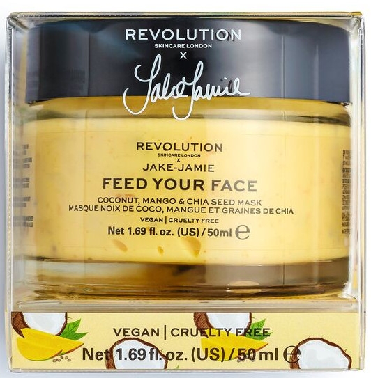 Маска для додання сяйва - Makeup Revolution Skincare X Jake Jamie Feed Your Face Coconut Mango & Chia Seed Mask — фото N1