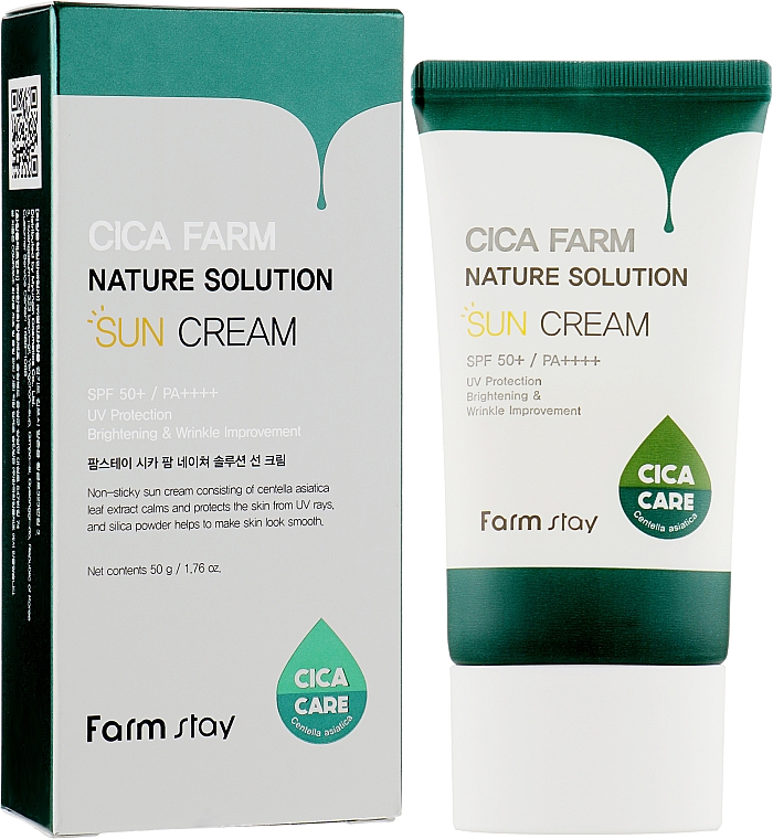 Сонцезахисний крем з центелою SPF50 - FarmStay Cica Farm Nature Solution Sun Cream SPF50 + PA++++ — фото N2