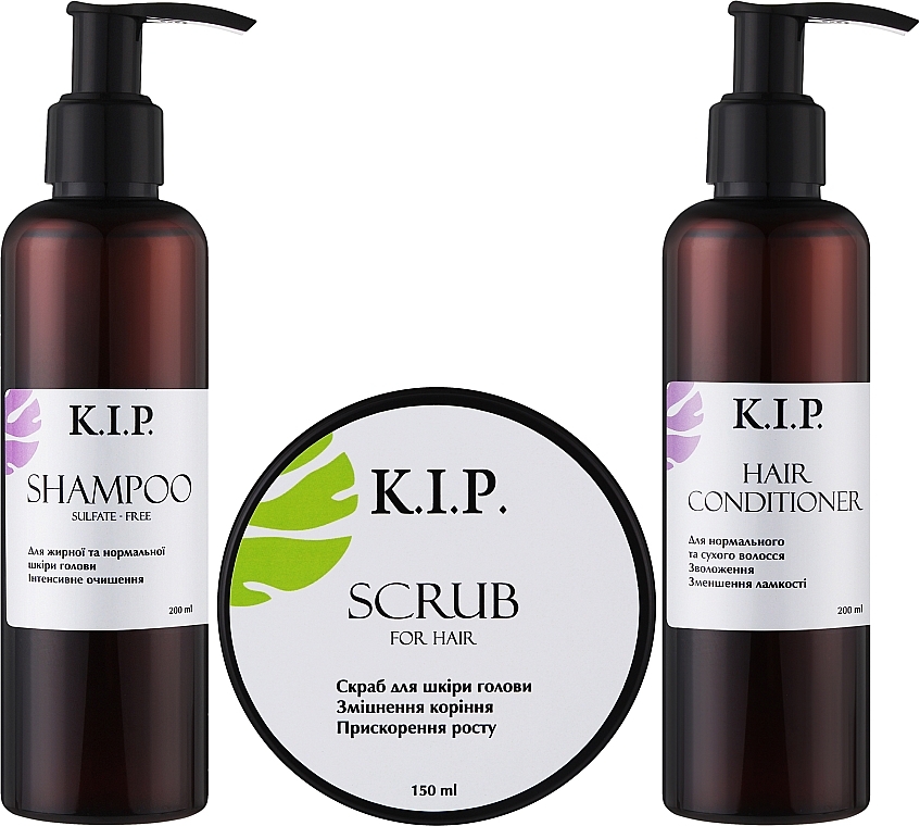 Набір - K.I.P. Set (sh/200ml + cond/200ml + scrub/100ml) — фото N1