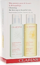 Духи, Парфюмерия, косметика Набор - Clarins Normal /Dry Skin Cleansing Kit (tonic/400ml + milk/400ml)