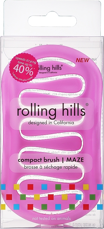 Компактная расческа для быстрой сушки волос, розовая - Rolling Hills Compact Brush Maze — фото N1