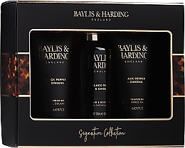 Набор - Baylis & Harding Signature Men's Black Pepper & Ginseng 3 Piece Set (hair/body/wash/300ml + a/sh/balm/200ml + shawer/gel/200ml) — фото N1