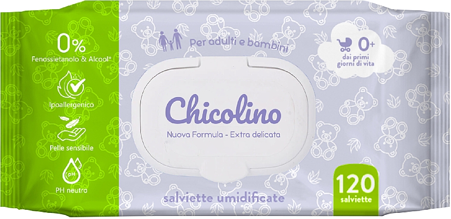 Влажные салфетки для детей с первых дней жизни, 120шт - Chicolino