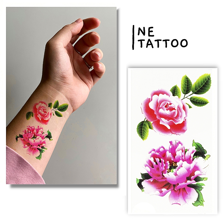 Временное тату "Роза и пион" - Ne Tattoo — фото N1