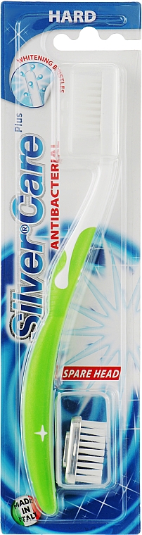 Зубна щітка "Silver Care Plus" жорстка, салатова - PresiDENT — фото N1