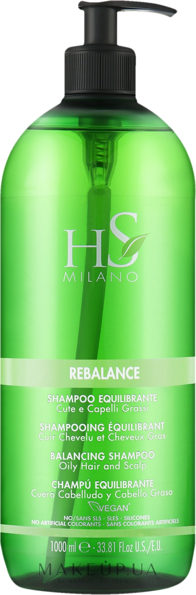 Себорегулирующий шампунь для жирных волос - HS Milano Rebalance Shampoo — фото 1000ml