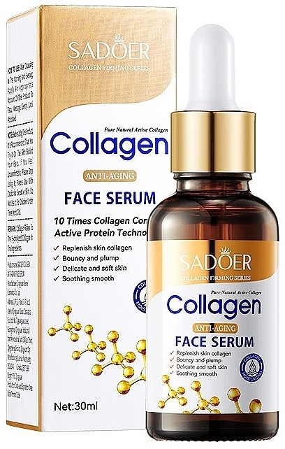 Сироватка для обличчя з колагеном - Sadoer Collagen Anti-Aging Facial Serum — фото N1