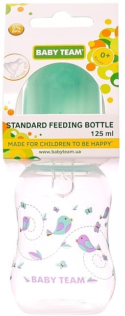 Бутылочка для кормления с силиконовой соской 125 мл, мятная - Baby Team — фото N1