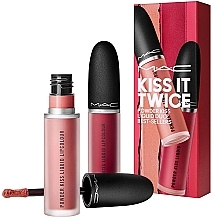 Парфумерія, косметика Набір - MAC Kiss It Twice Powder Kiss Liquid Duo Red (lipstick/2x5ml)