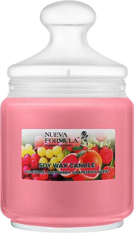 Ароматическая свеча "Виноград, малина, грейпфрут " в банке - Nueva Formula Soy Wax Candle — фото N2