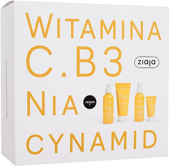 Набор - Ziaja Vitamin C.B3 Niacinamide Set (f/cr/50ml + f/gel/190ml + b/balm/200ml + f/tonic/190ml) — фото N1