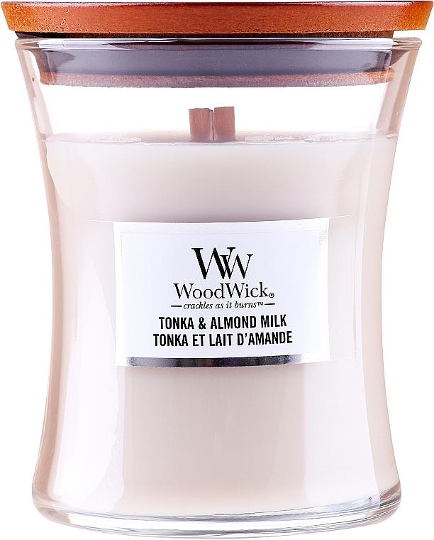 Ароматична свічка у склянці - Woodwick Hourglass Candle Tonka & Almond Milk — фото N1