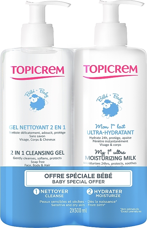 Набор - Topicrem Baby (b/milk/500ml + gel/500ml)