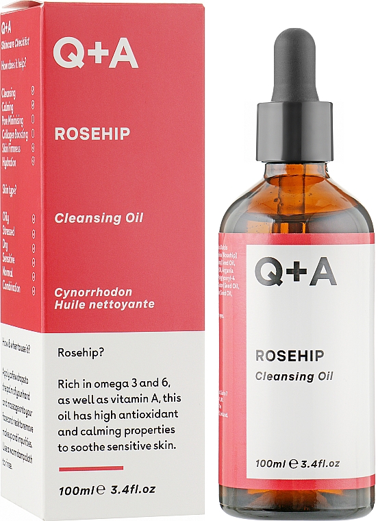 Очищувальна олія для обличчя на основі шипшини - Q+A Rosehip Cleansing Oil — фото N2