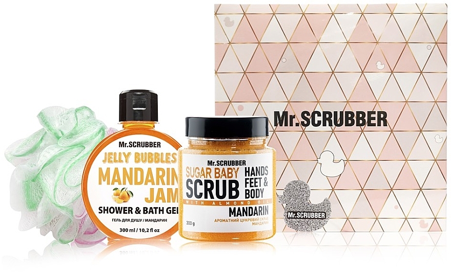 Набор - Mr.Scrubber "Mandarin" (body/scr/300 g + sh/gel/275 ml + sh/sponge)