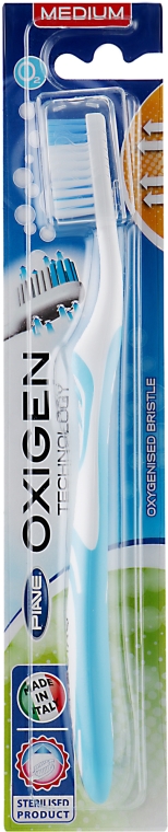 Зубна щітка "Oxigen", середня, блакитна - Piave — фото N1