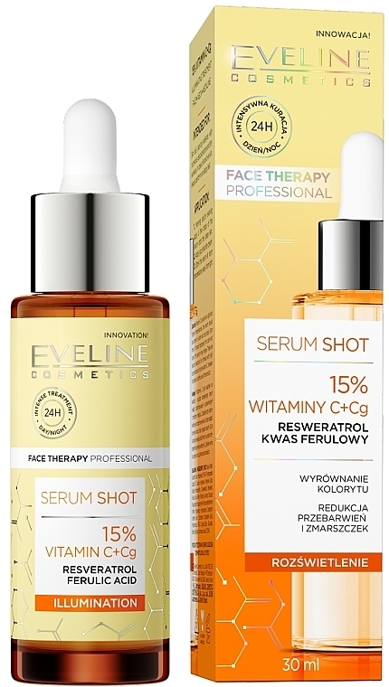 Осветляющая сыворотка для лица - Eveline Cosmetics Serum Shot 15% Vitamin C + Cg