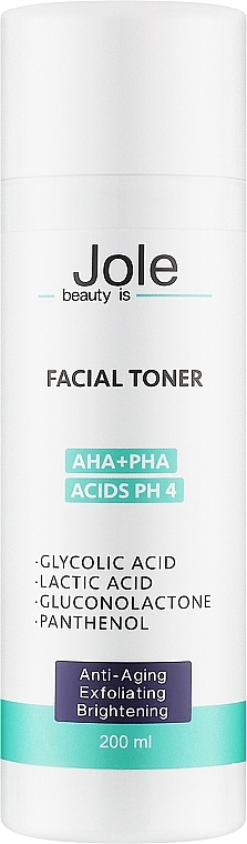 Тонер для обличчя з кислотами АНА+РНА - Jole Facial Toner AHA+PHA Acids — фото N1