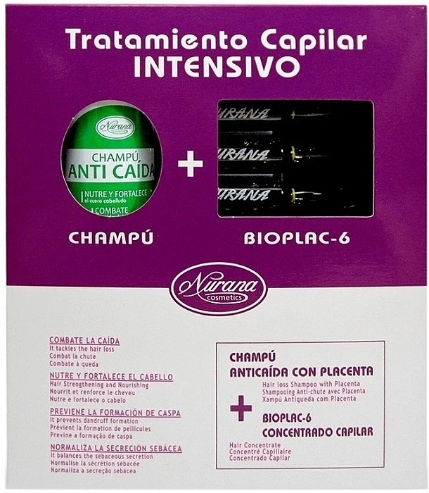 Набор - Nurana Intensive Hair Treatment (shm/250ml + h/ampoules/6x10ml) — фото N1