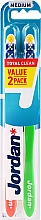 Парфумерія, косметика Зубна щітка середня "Total Clean", червона + зелена - Jordan Total Clean Medium