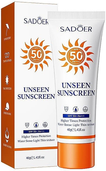 Солнцезащитный крем для лица SPF50+ PA+++ - Sadoer Unseen Sunscreen — фото N1