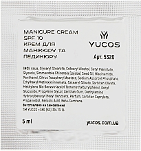 Парфумерія, косметика Крем під манікюр та педикюр SPF 10 - Yucos Manicure Cream SPF 10 (саше)