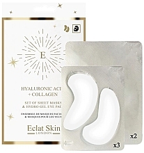 Набор - Eclat Skin London Hyaluronic Acid + Collagen Hydro-Gel Eye Pad & Sheet Mask Giftset (f/mask/2pcs+eye/pad/3pcs) — фото N1