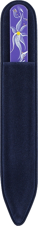 Скляна пилочка 95-1352, з ручним розписом, фіолетова з квітами, 135 мм - SPL — фото N2