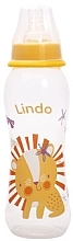 Пляшечка для годування вигнута з силіконовою соскою, 250 мл, жовта - Lindo Li145 — фото N1