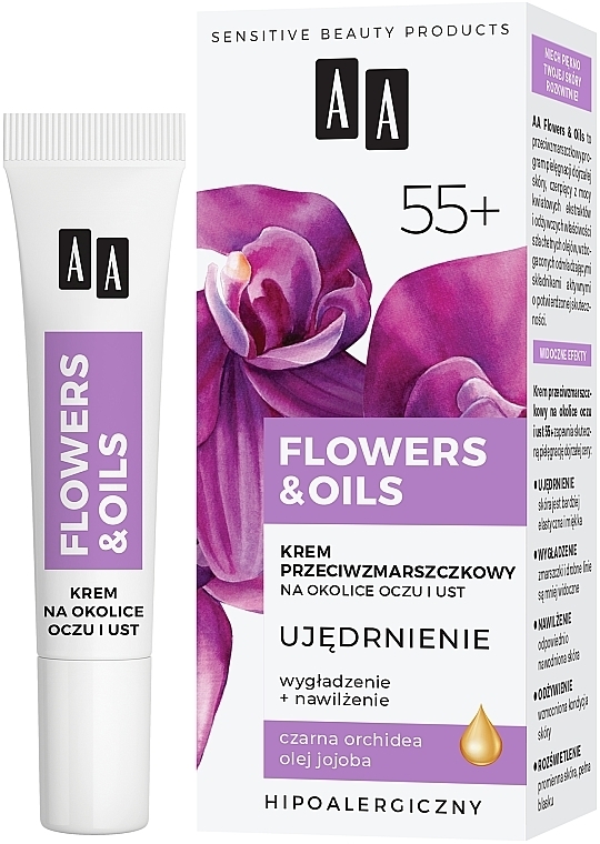 Укрепляющий крем против морщин вокруг глаз и губ 55+ - AA Flowers & Oils Eye And Lip Cream  — фото N1