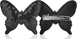 Парфумерія, косметика Заколка для волосся "Метелик з паєтками", чорна, d-320 - Dini Hand Made