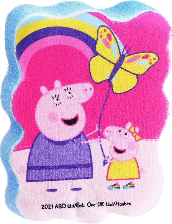 Мочалка банна дитяча "Свинка Пеппа", Пеппа з метеликом, блакитна - Suavipiel Peppa Pig Bath Sponge — фото N1