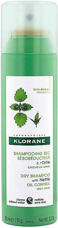 Сухой шампунь с Крапивой - Klorane Nettle Sebo-Regulating Dry Shampoo for Oily Hair — фото N1