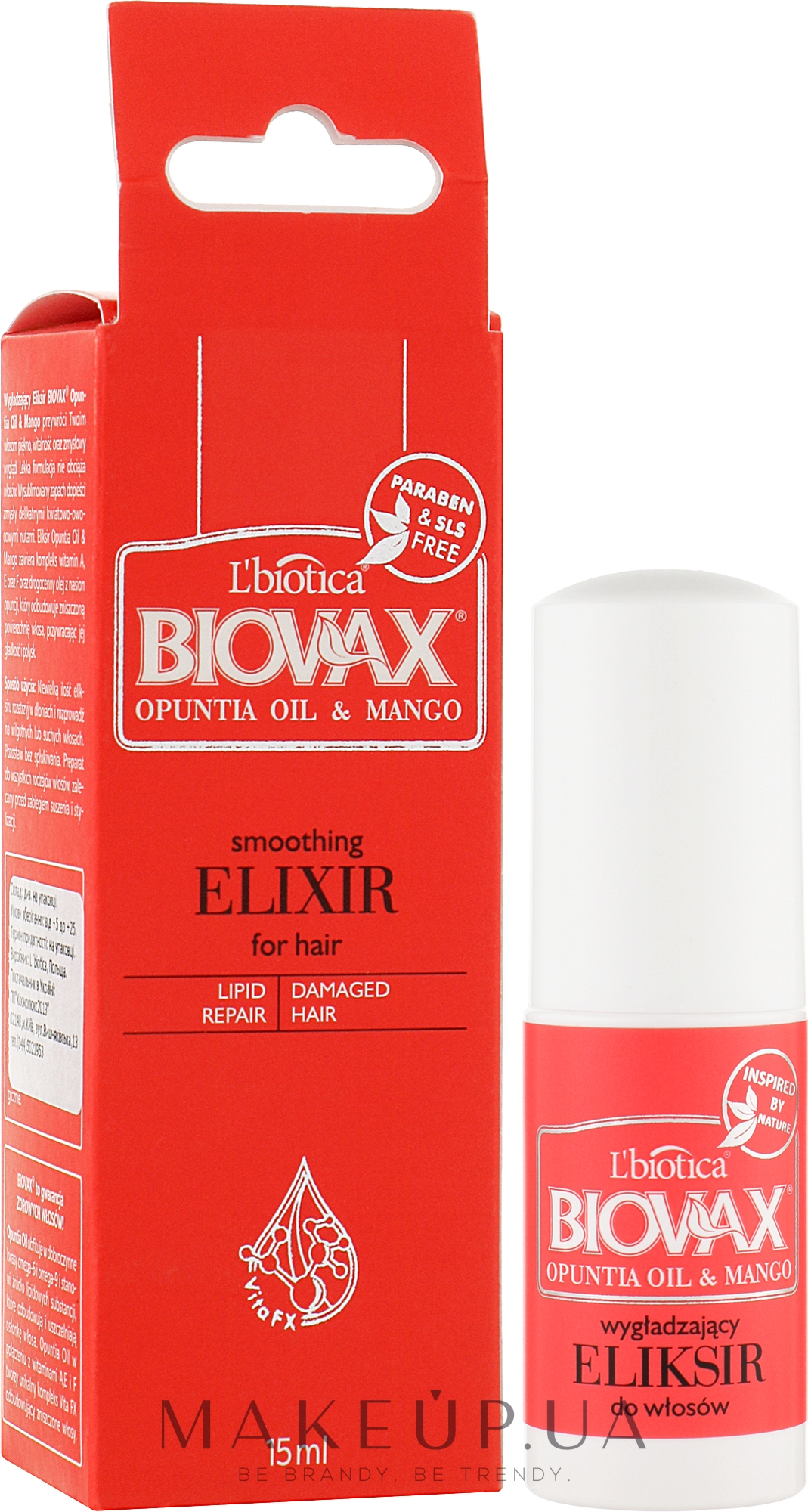 Еліксир для волосся "Манго" - L'biotica Biovax Opuntia Oil & Mango Elirsir — фото 15ml