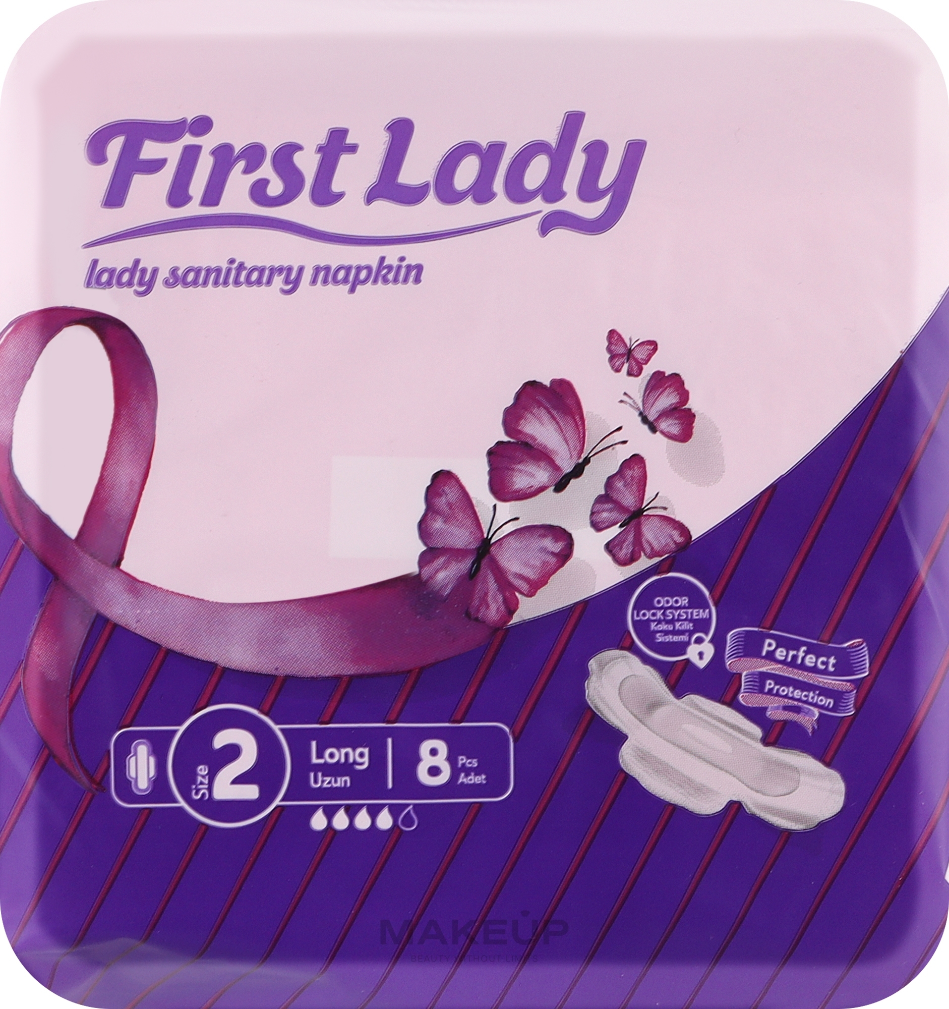 Гігієнічні прокладки з крильцями "Ultra Long" розмір 2, 4 краплі, 8 шт. - First Lady — фото 8шт