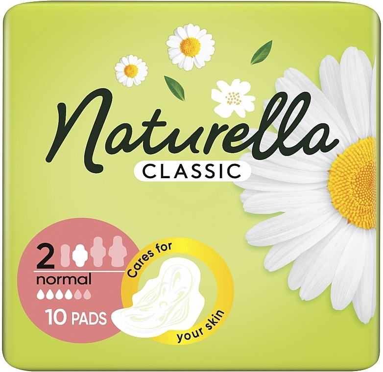 Гігієнічні прокладки з крильцями, 10 шт. - Naturella Classic Camomile Normal, Derma-Cream — фото N2