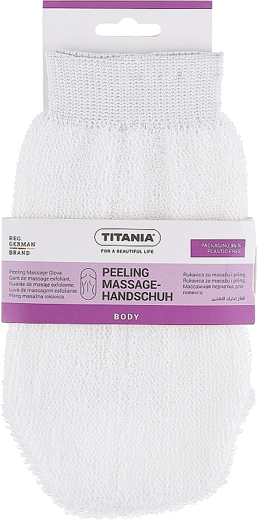 Масажна рукавичка відлущувальна, біла - Titania — фото N1