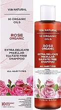 Екстраделікатний міцелярний шампунь без сульфатів "Троянда Органік" - BioFresh Via Natural Rose Organic Extra Delicate Micellar Sulfate Free Shampoo — фото N2