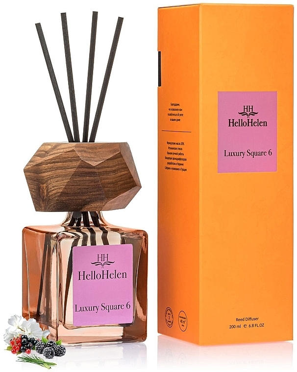 Аромадифузор - HelloHelen Luxury Square 6 Reed Diffuser — фото N1