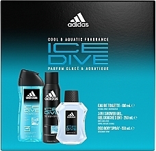 Adidas Ice Dive - Набор (edt/100ml + spray/150ml + sh/gel/250ml) — фото N2