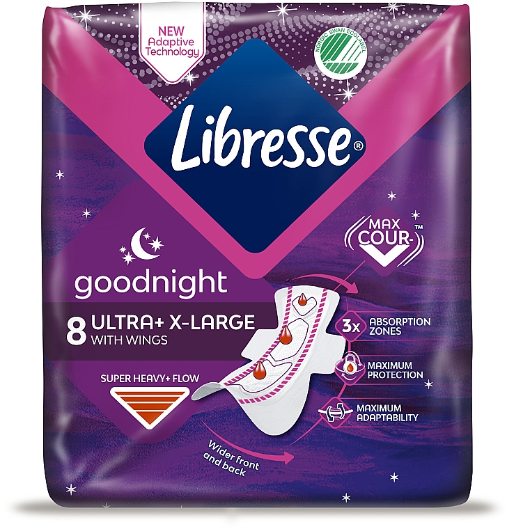 Гігієнічні прокладки нічні з крильцями, 8 шт - Libresse Ultra Goodnight Extra Large  — фото N2