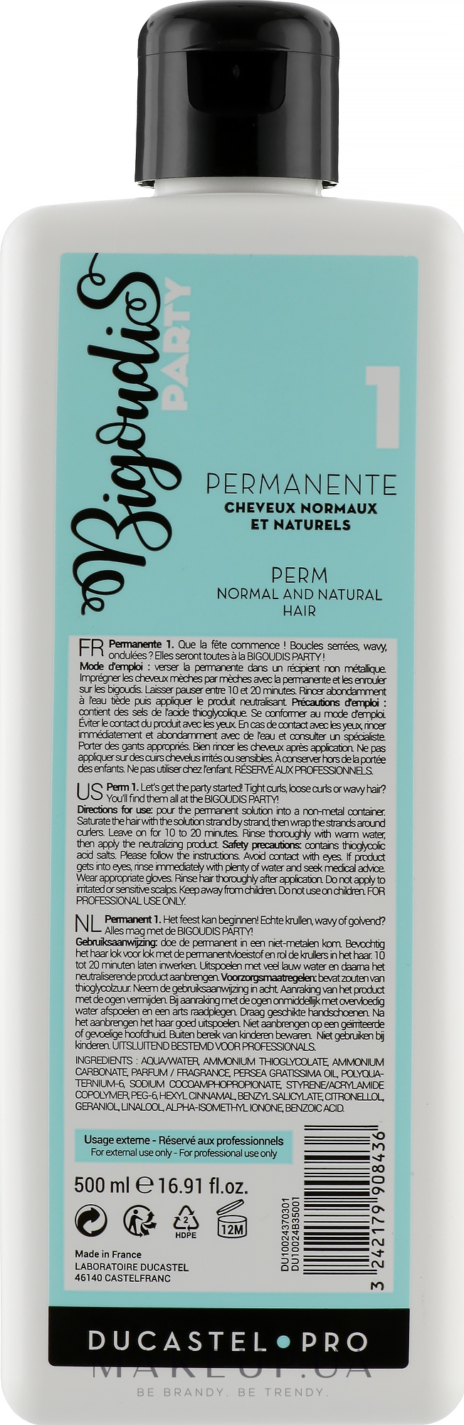 Жидкость для завивки натуральных волос - Laboratoire Ducastel Subtil Permanent №1 — фото 500ml